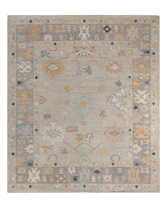 Oushak, One-of-a-Kind Hand-Knotted Area Rug  - Ivory, 8' 4" x 9' 9"