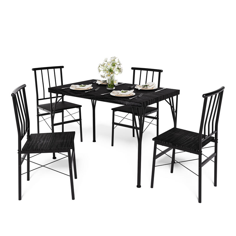 5 Piece Dining Table Set for 4 People, 43.3" Small Kitchen Table Set with 4 Chairs, Solid Wood Top image number 0