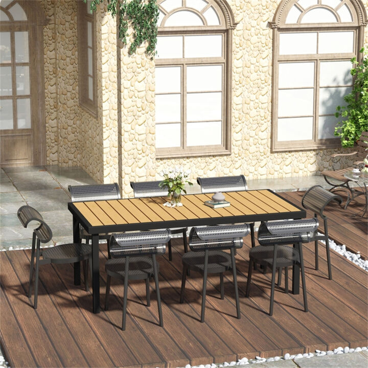 Outdoor Wooden Dining Table with Weatherproof Finish, Perfect for Family Gatherings or BBQs