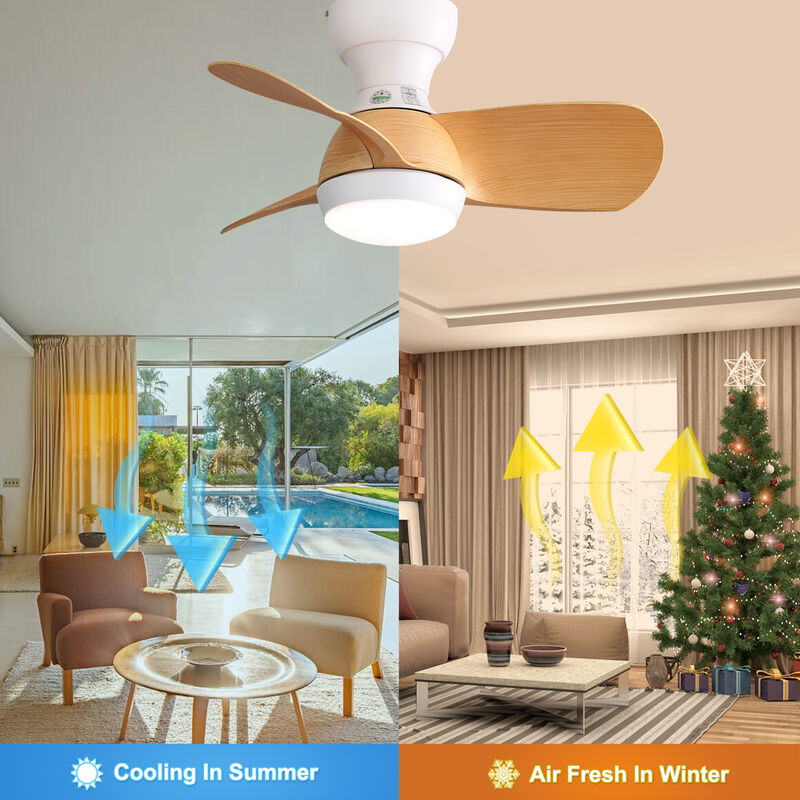 ELEMENT ACE 52 Inch Indoor Ceiling Fan With Dimmable LED Light 3 Solid Wood Blades Remote Control Reversible DC Motor image number 6