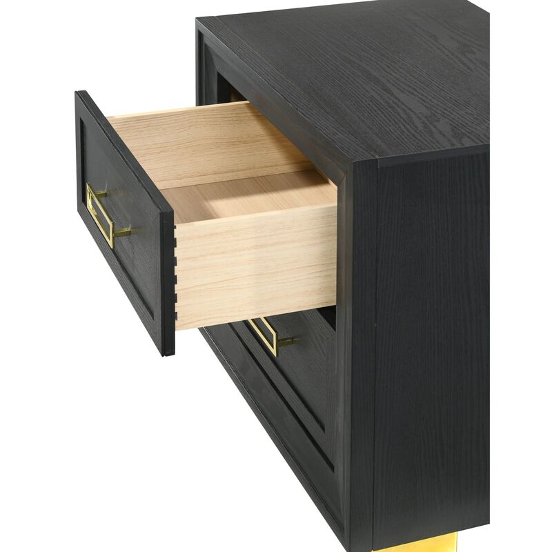 Streamdale Modern Glam 2-Drawer Nightstand Black Gold image number 2