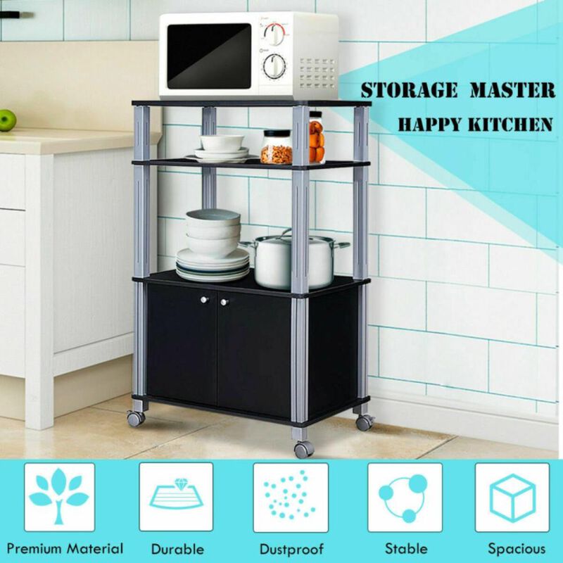 Hivvago Microwave Rack Stand Rolling Storage Cart