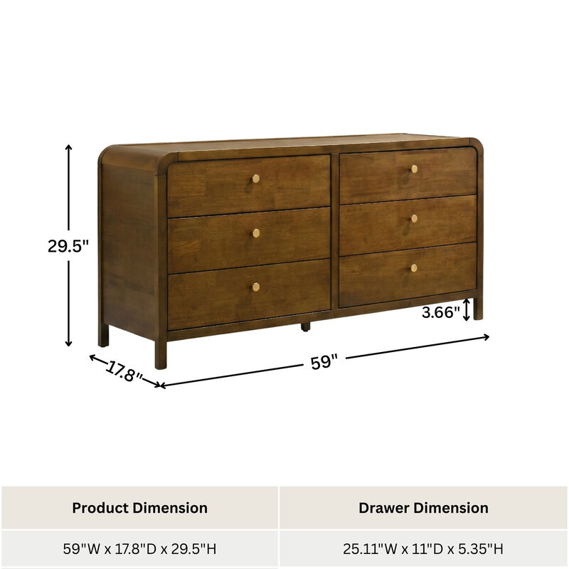 Rotbek 6-Drawer Wood Dresser image number 3