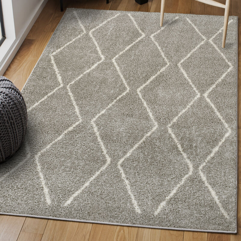 Catala Moroccan Diamond Shag Gray/Ivory Rug