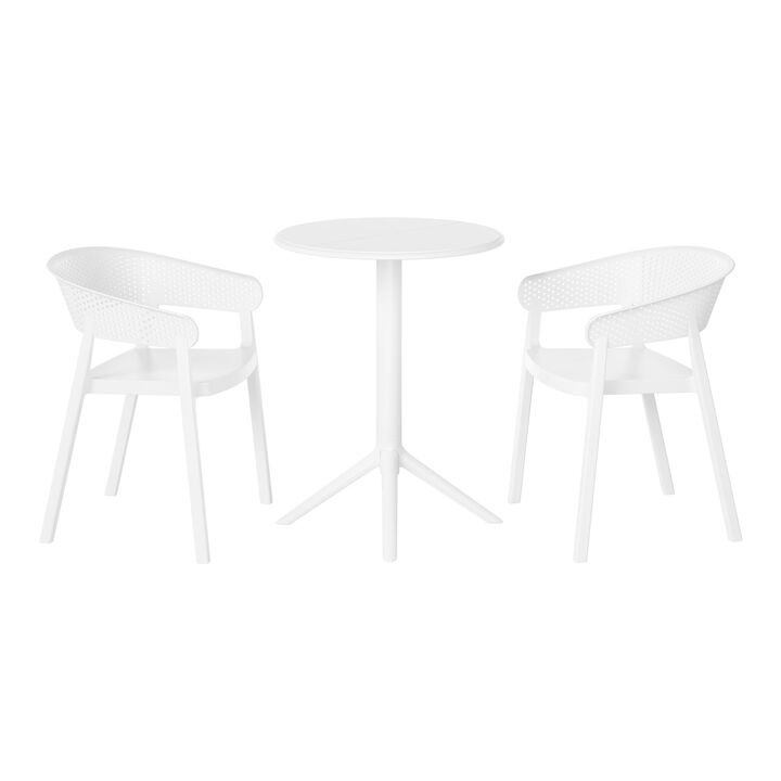 WestinTrends 3-Piece Outdoor Resin Patio Bistro Table Set with Stackable Patio Dining Side Chairs