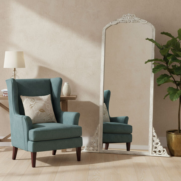 HomeRoots 67" White Solid Wood Framed Full Length Mirror