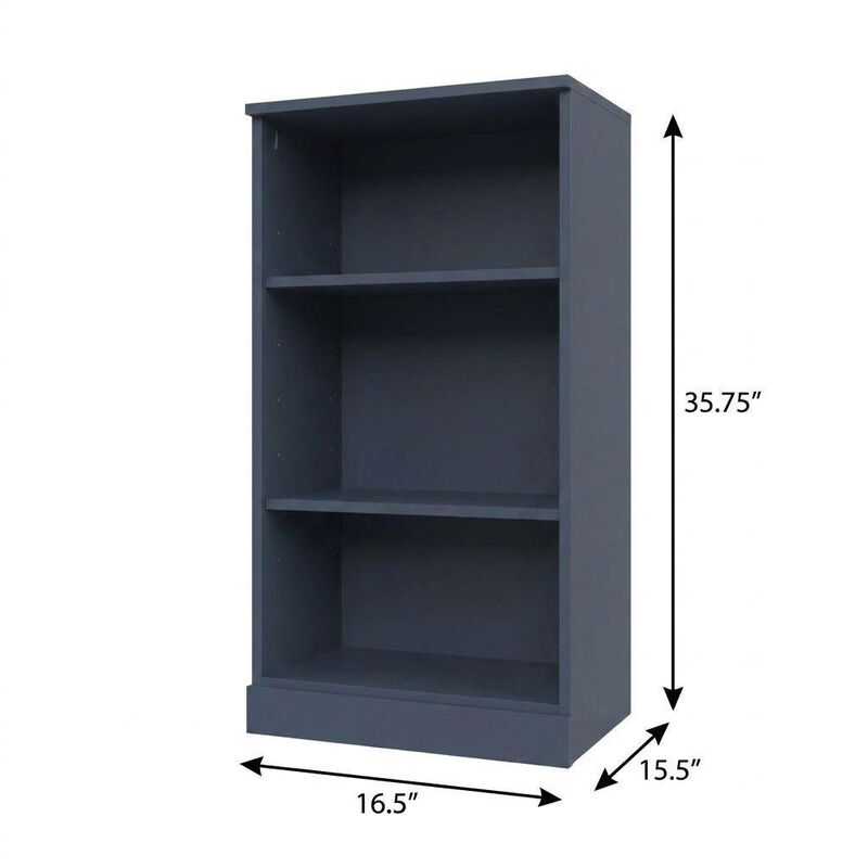 HomeRoots Solid Wood Adjustable Three Tier Library Bookcase image number 4
