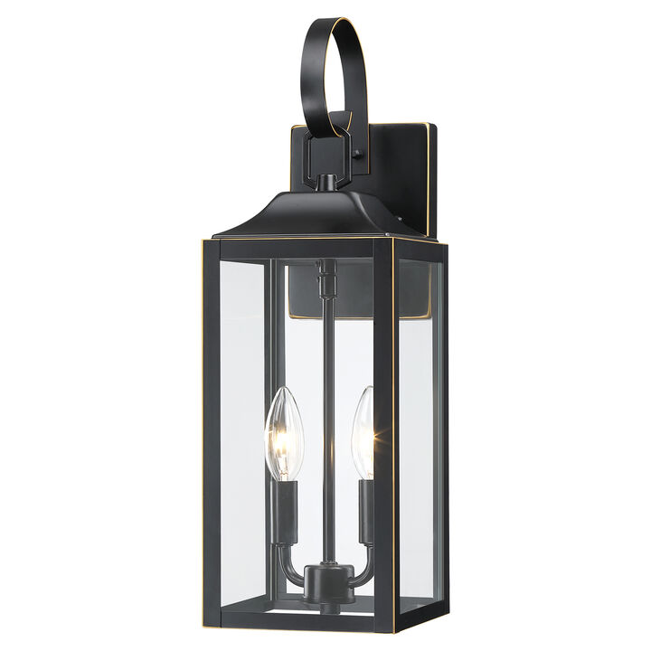 18.85 in. 2-Light Outdoor Wall Lantern with Clear Glass Shade