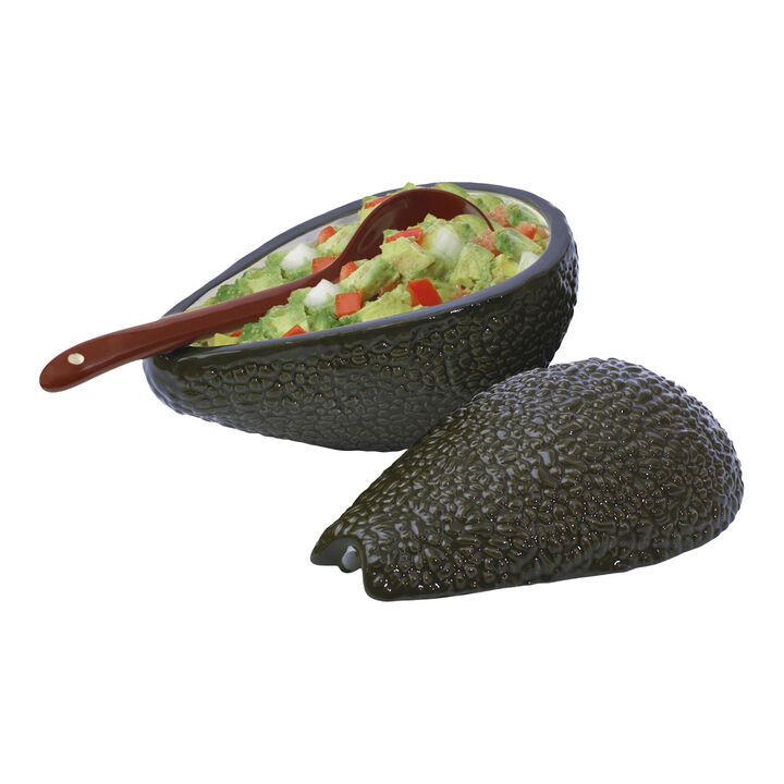Textured Ceramic Avocado Shape Serving Bowl Set