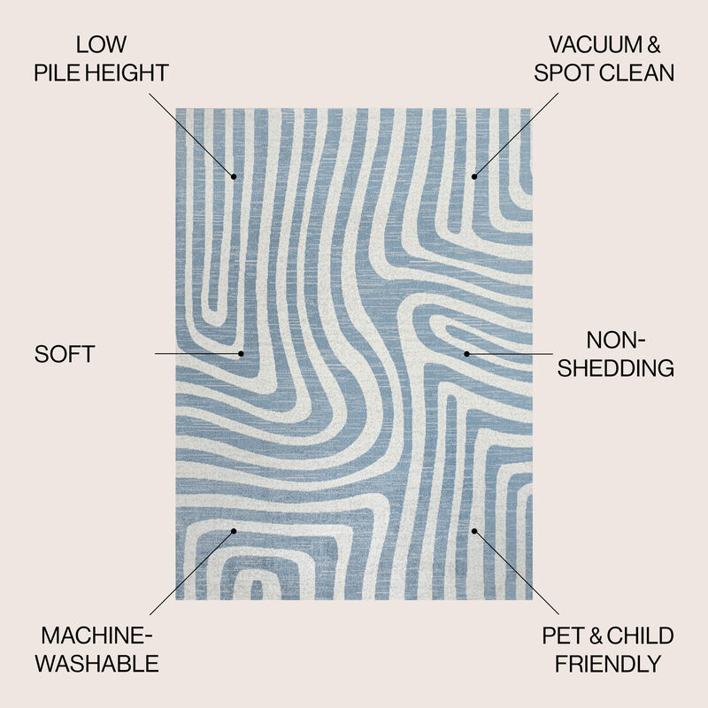 Maze Abstract Two-Tone Low-Pile Machine-Washable Area Rug