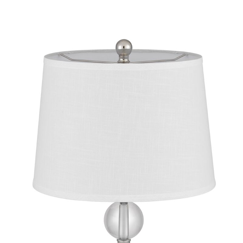 Table Lamp Set of 2, Off White Shade, Taper Glass Base, Brushed Steel image number 5