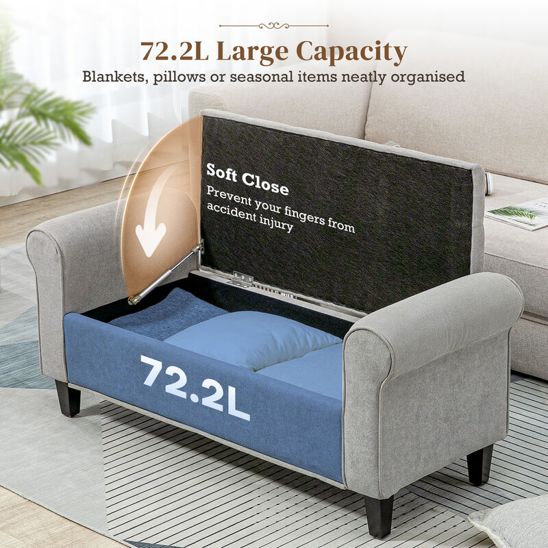 Hivvago End of Bed Storage Ottoman with Rolled Arms image number 3