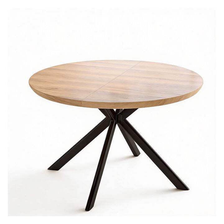 Envelor Round Solid Wood Dining Table with Metal Legs