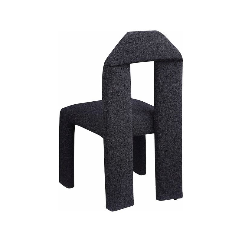 Meridian Furniture Bennett Black Boucle Fabric Dining Chair, Set of 2
