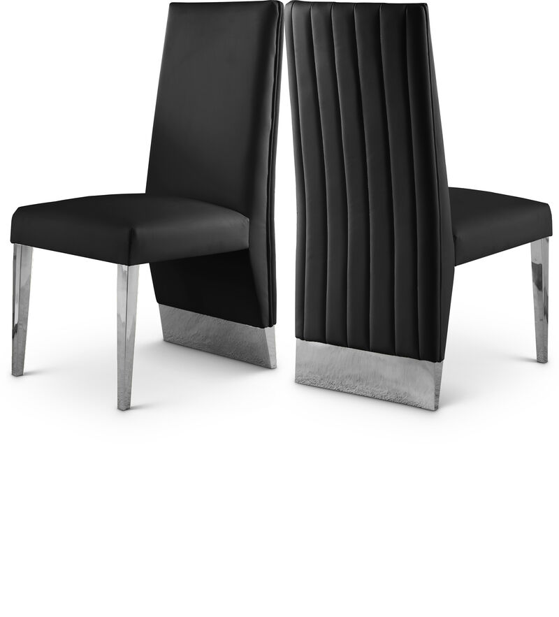 Meridian Furniture Porsha Black Vegan Leather Dining Chair, Set of 2