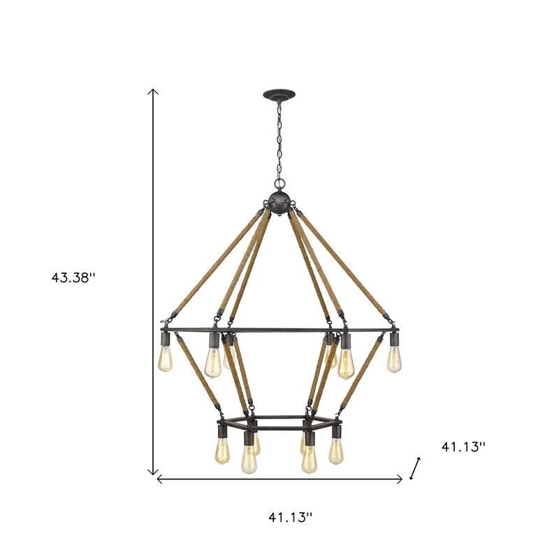 HomeRoots Brown and Black Twelve Light Metal Dimmable Chandelier image number 6