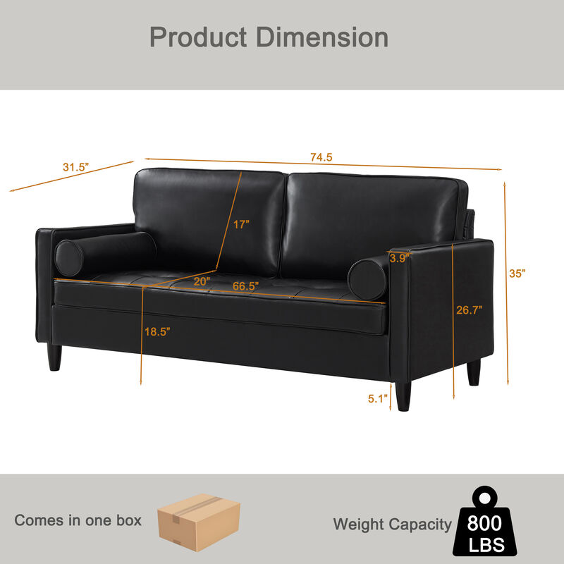 Galglo Breathable Faux Leather Couch image number 9