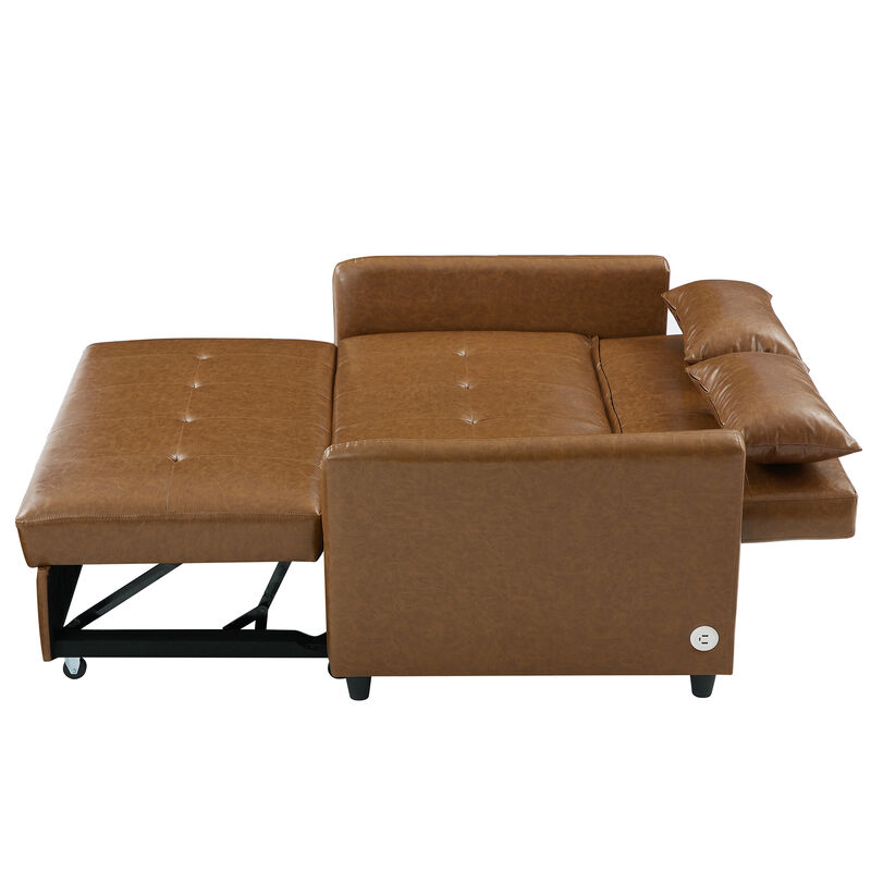 Merax Convertible PU Loveseat Sleeper Sofa Bed