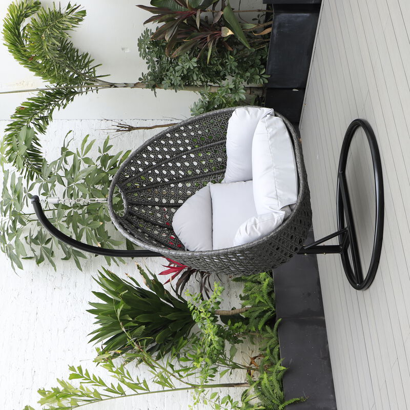 Charcoal Wicker Hanging Egg Swing Chair image number 1