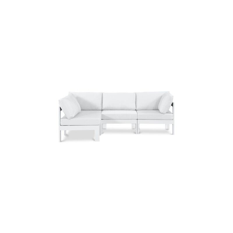 Meridian Furniture Nizuc White Water Resistant Fabric Outdoor Patio Modular Sectional