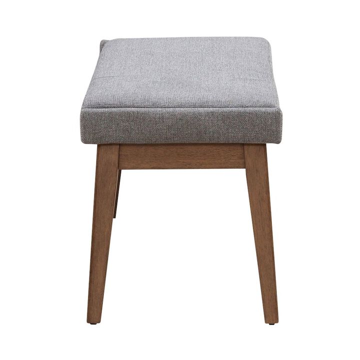 Liberty Furniture Grey Linen Upholstered Dining Bench with Removable Cushion - Satin Walnut