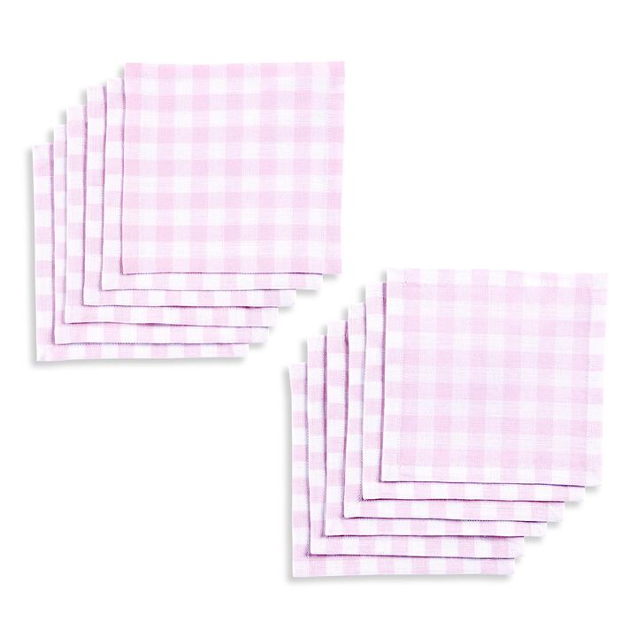 Solino Home 100% Pure Linen Cocktail Napkins - Gingham Check