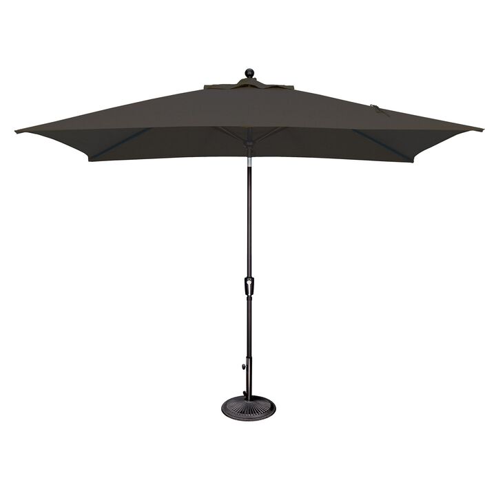 Mondawe 6.6FTx10FT Solefin Rectangle Patio Umbrella with Push-Button Tilt, Black Frame