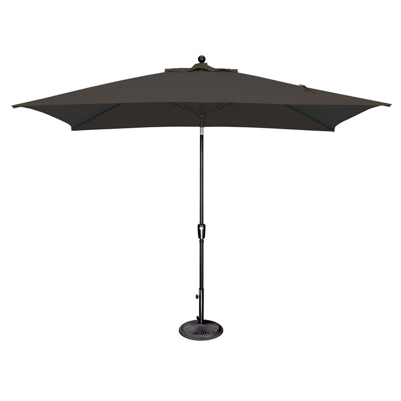 Mondawe 6.6FTx10FT Solefin Rectangle Patio Umbrella with Push-Button Tilt, Black Frame image number 0