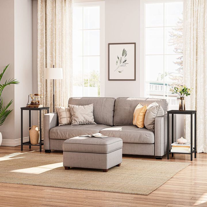Tall Industrial End Table with Mesh Shelves, Side Table with Metal Storage