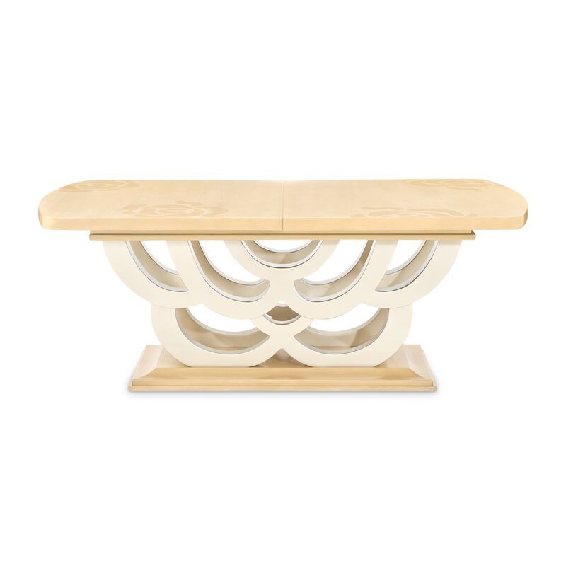Michael Amini Camellia Field Rectangular Pedestal Dining Table - Caramel image number 6