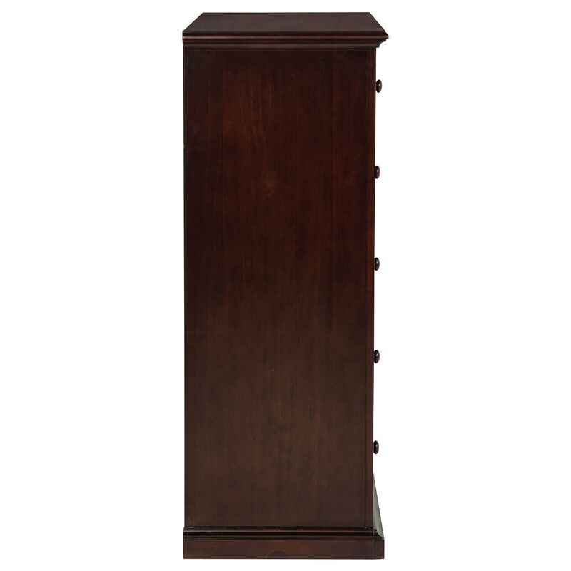 Umer Tall Dresser Chest, 6 Drawers, Round Knobs, Plinth Base, Wood image number 6