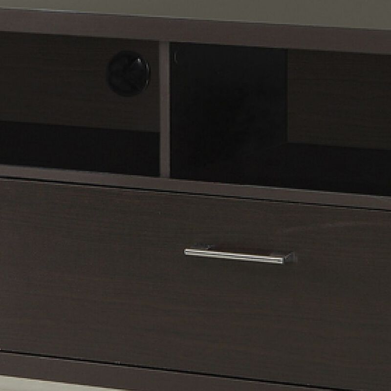 Fabulously Designed  tv console with chrome legs, Brown image number 4