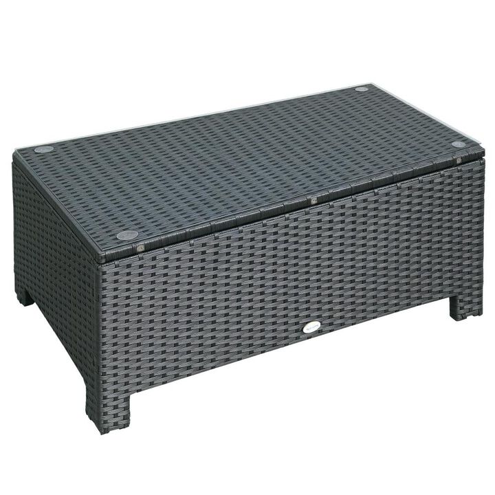Hivvago Hand-Woven Rattan Coffee Table for Patio & Garden