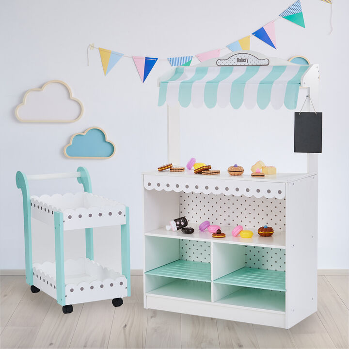 My Dream Bakery Shop, Treat Stand and Dessert Cart, White/Blue