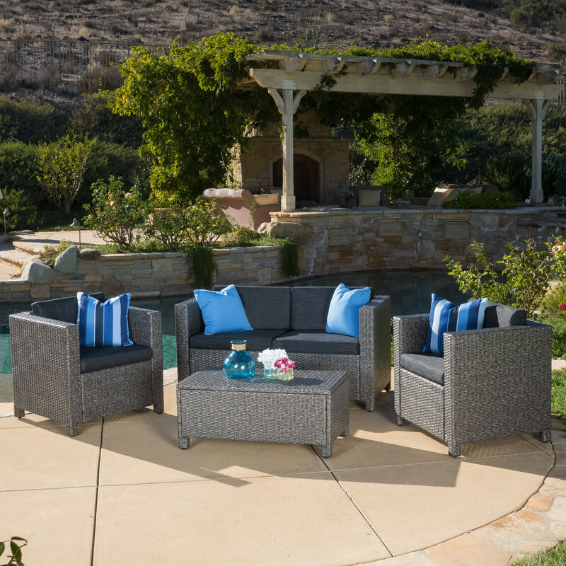 Merax 4 Pieces Outdoor Rattan  Sofa Set