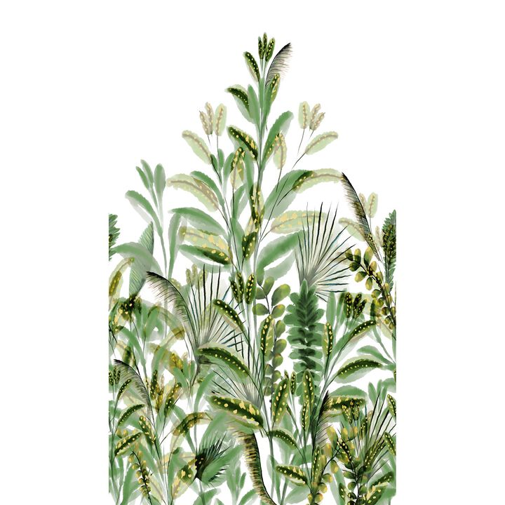 Orom II Branched Leaves All-over Green Mural A59502