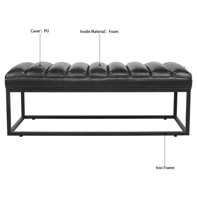 Metal Base Upholstered Bench For Bedroom For Entryway