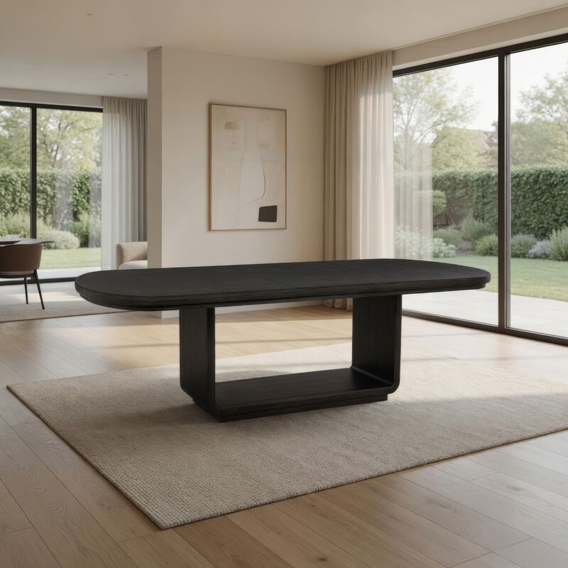 Lina Dining Table, 78-96 Inch Extendable Top, Open Base, Burnished Black image number 8