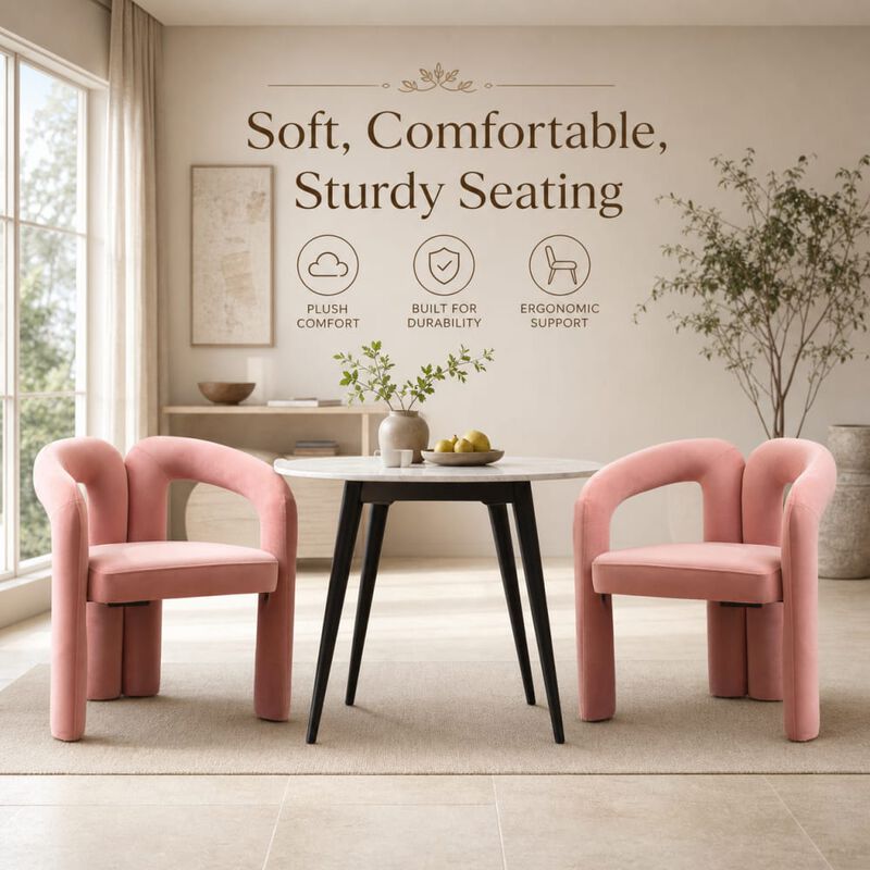 GOODSILO Contemporary Upholstered Barrel Accent Dining Armchairs, Seating for Living Room, Kitchen, Dining Spaces, Set of 2 image number 4