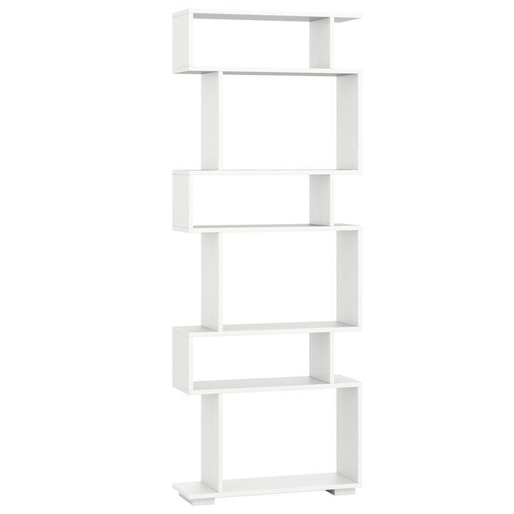 Vertical 6-Tier Bookshelf with Anti-Tipping Kits &ndash; Geometric Storage for Office