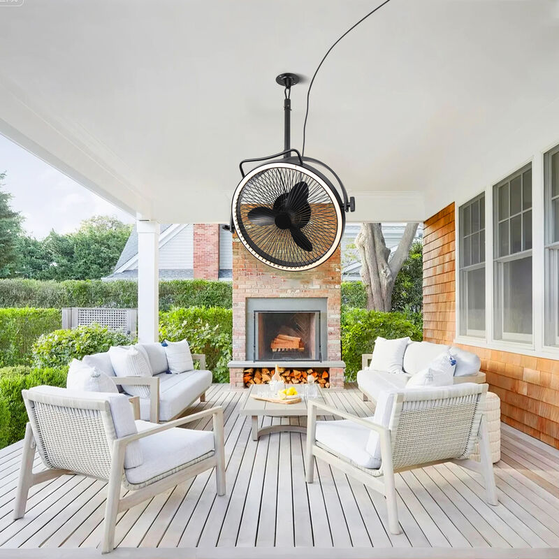 20 in. Matte Black Dual Hanging Rotatable LED Ceiling Fan with Light and Remote