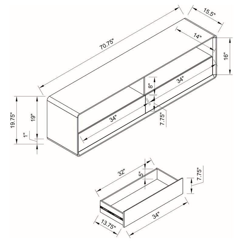 Coaster Co. of America Ellice 71-inch TV Stand Media Console White