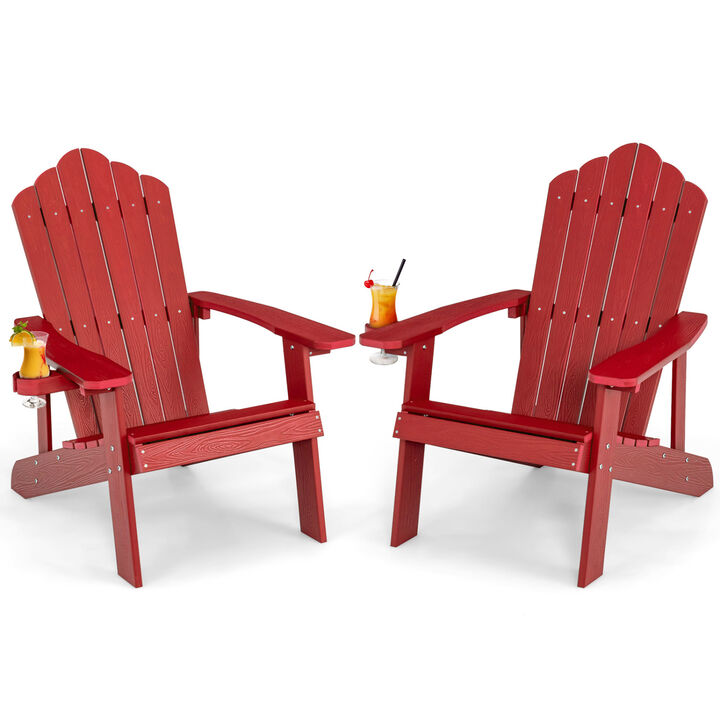 Set of 2 Adirondack Chairs with Ergonomic Design for Outdoor Spaces