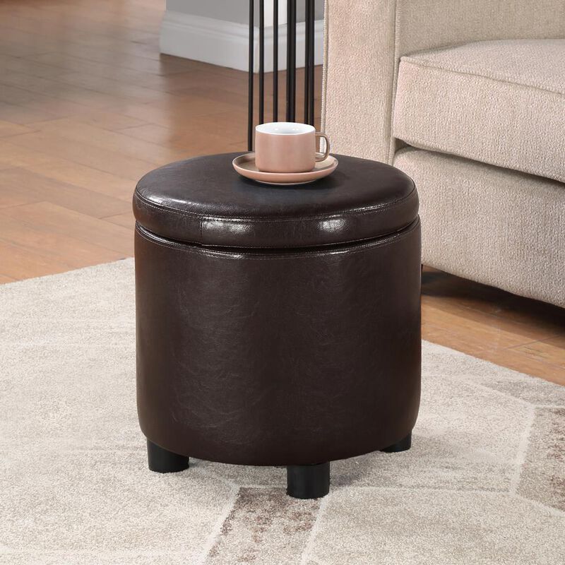 Convience Concept, Inc. Designs 4 Comfort Round Accent Storage Ottoman with Reversible Tray Lid