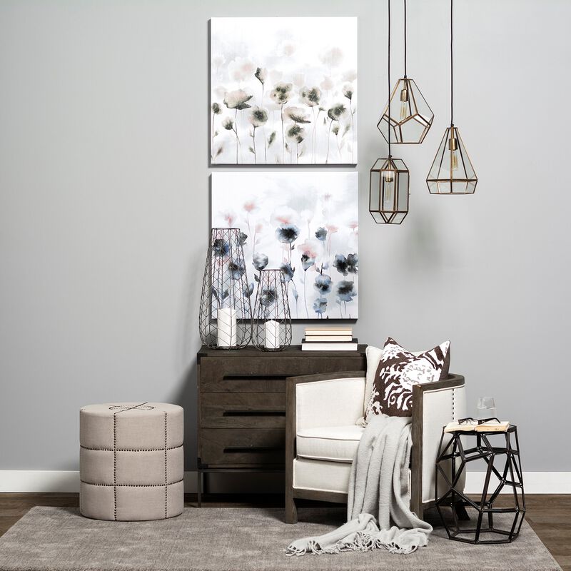 Round Upholstered Linen Ottoman – Stylish Footstool for Living Room