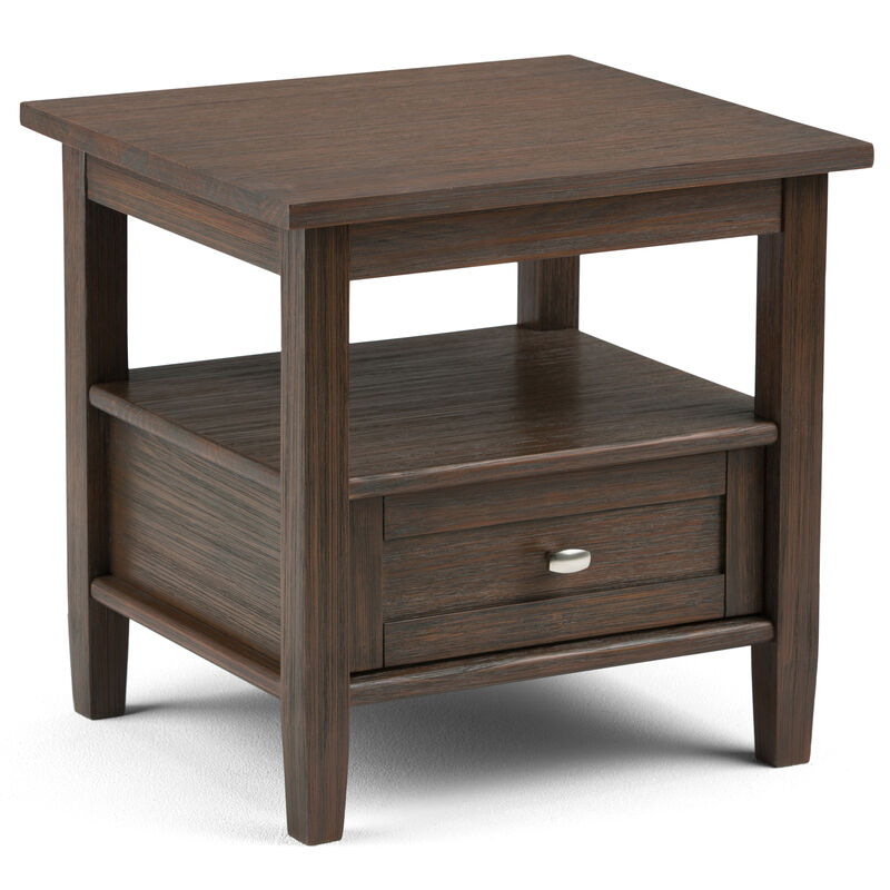Warm Shaker SOLID WOOD 20 inch Wide Rectangle Transitional End Side Table in Farmhouse Brown