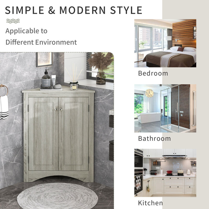 Whisen Triangle Bathroom Storage Cabinet Corner Cabinet with Adjustable Shelves