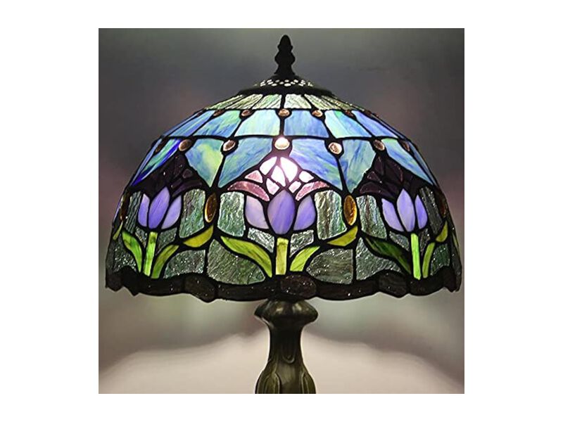 Tiffany Style Stained Glass Flower Table Lamp For Living Room Bedroom Office image number 3