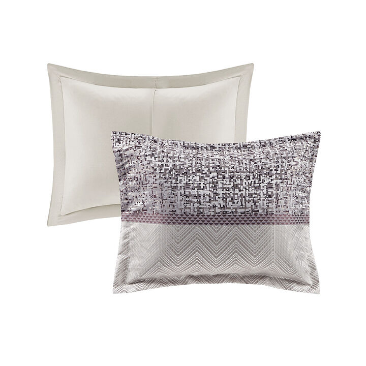 Gracie Mills Hickman 7-Piece Transitional Striped Jacquard Comforter Set