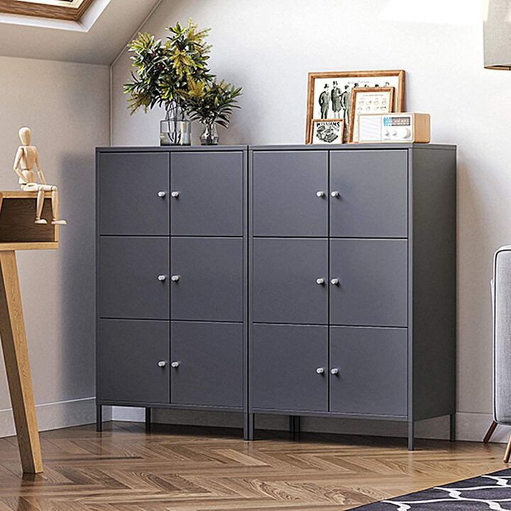 Hivvago Gray Metal Storage Cabinet with 3 Shelves